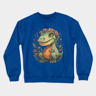 Floral cute dinosaur trex gift ideas kids floral dino trex gift ideas Crewneck Sweatshirt